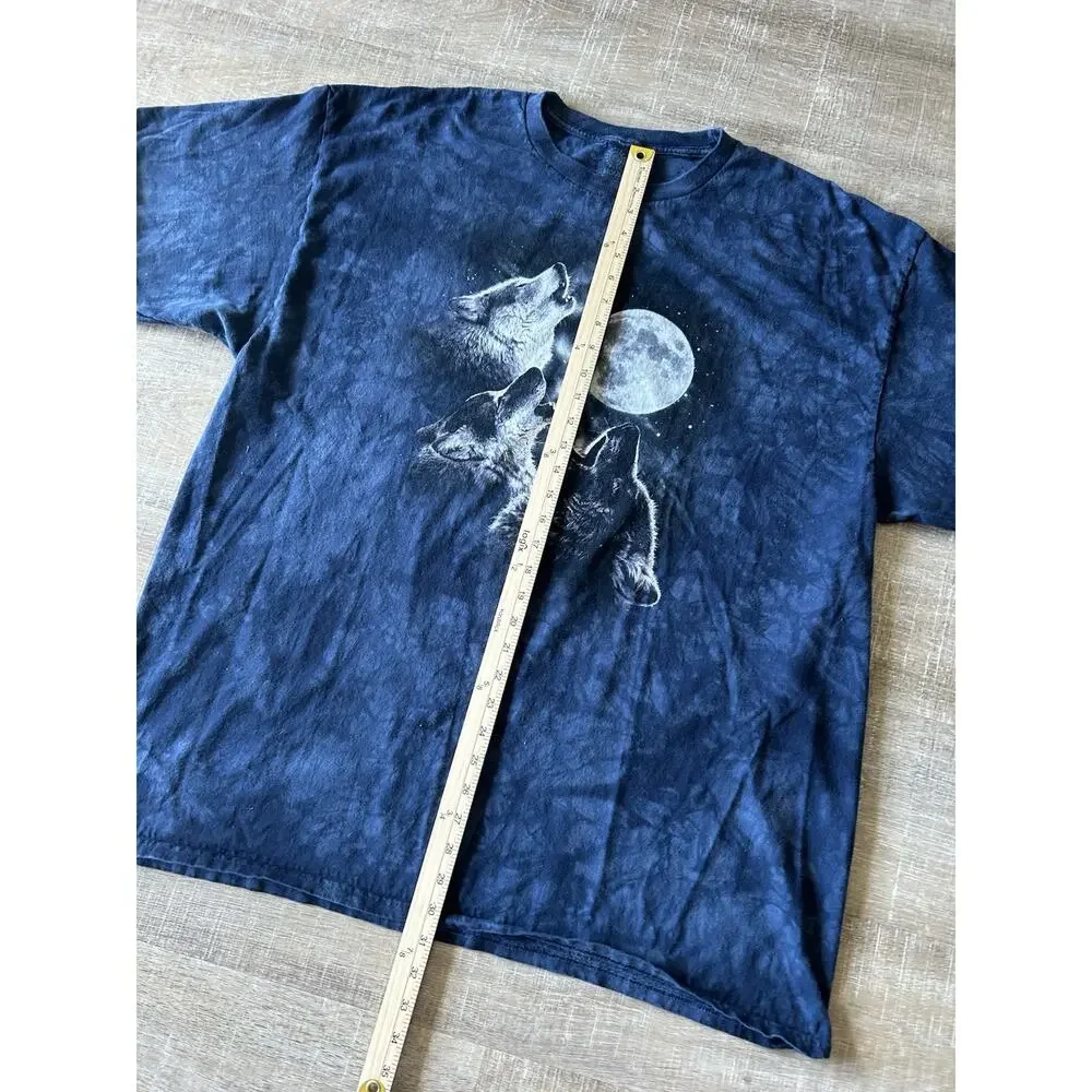 Vintage Wolf Graphic T Shirt Mens 3XL Blue Moon Nature Animal Y2K Streetwear